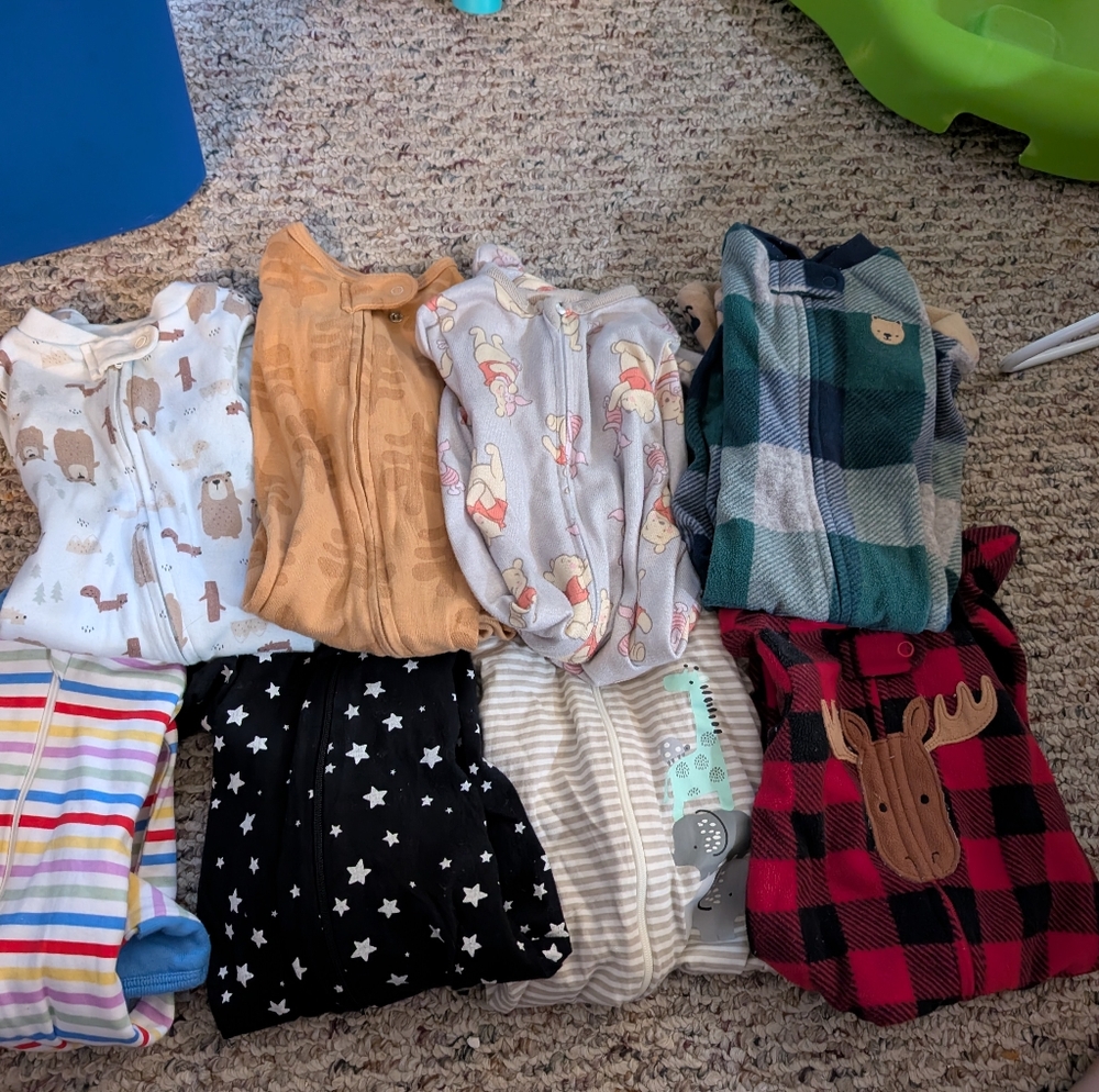 (8) Baby Boy Sleepers Size 0-3